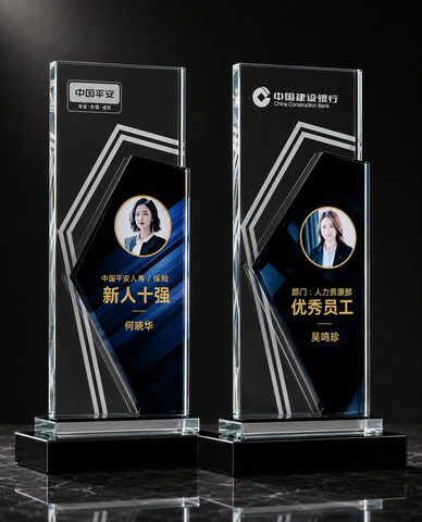Photo Vertical Crystal Award Set - custom crystal awards with your logo